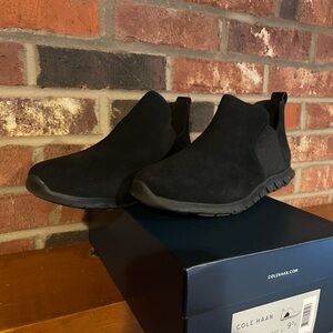 Cole Haan Black Suede Slipon Boots